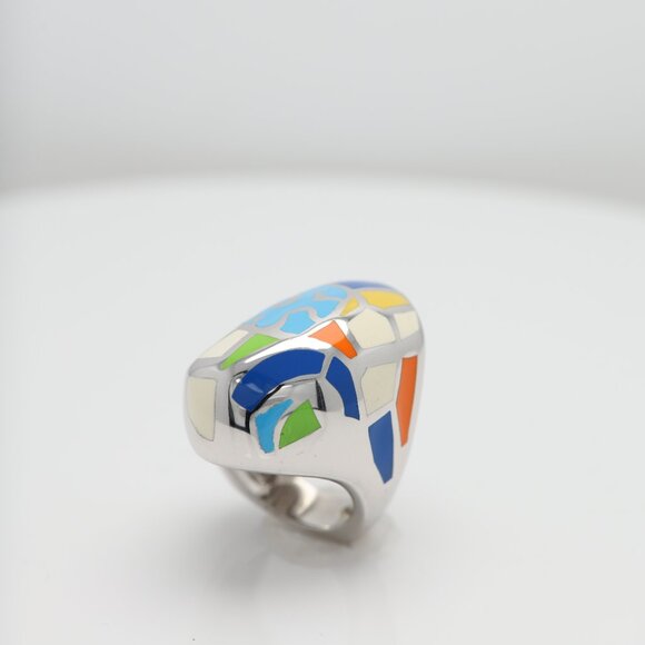 Art Ring Sterling Silver famous artist Enamel Inspired Artistic Ring - Picture 11 of 12